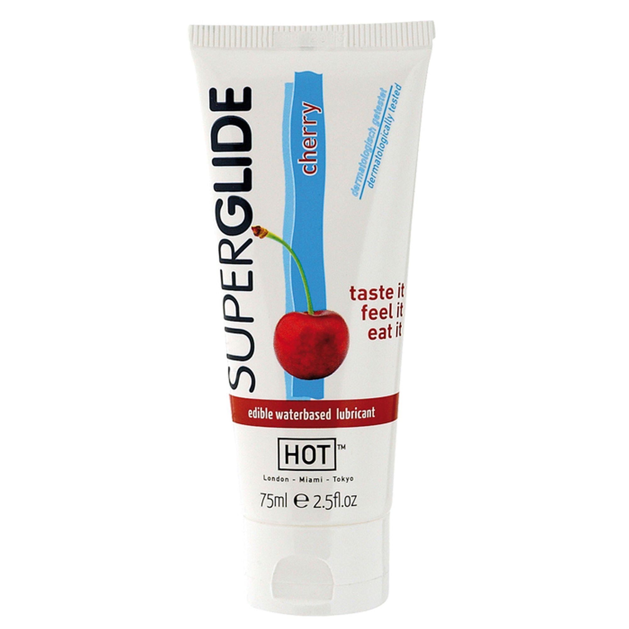 Lubrifiant comestibil pe bază de apă Hot Superglide Cherry 75 ml