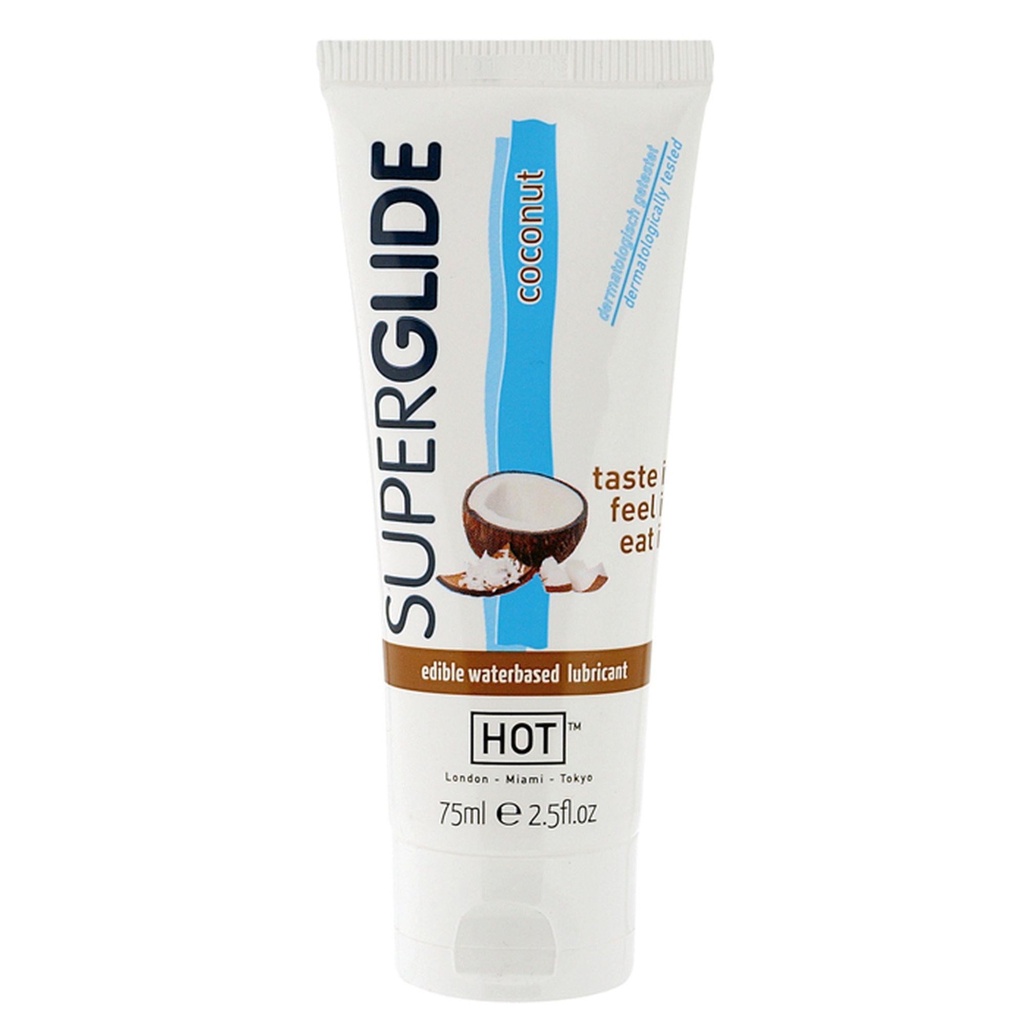 Gel lubrifiant comestibil cu nucă de cocos Hot Superglide 75 ml