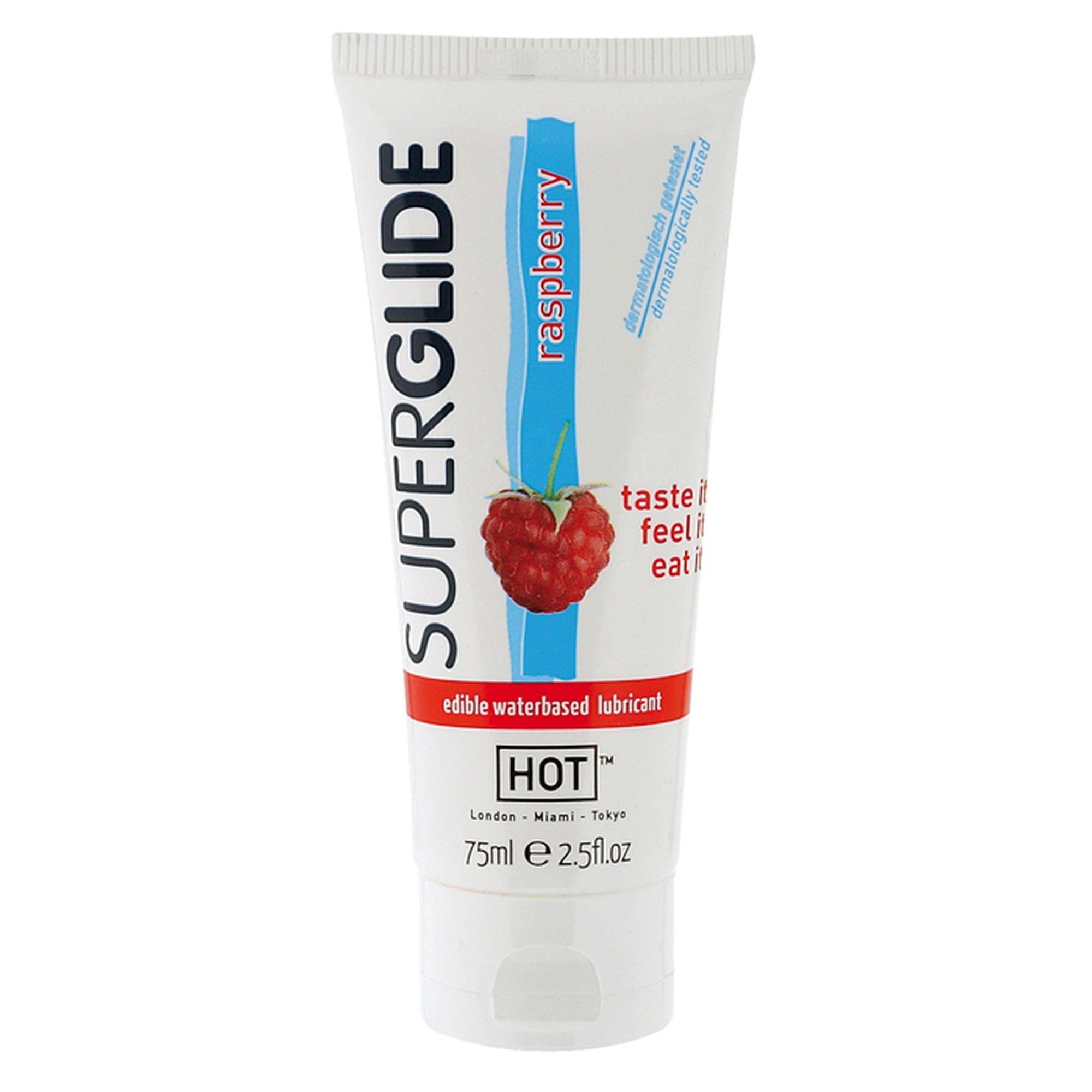 Gel lubrifiant comestibil Hot Superglide cu zmeură 75 ml
