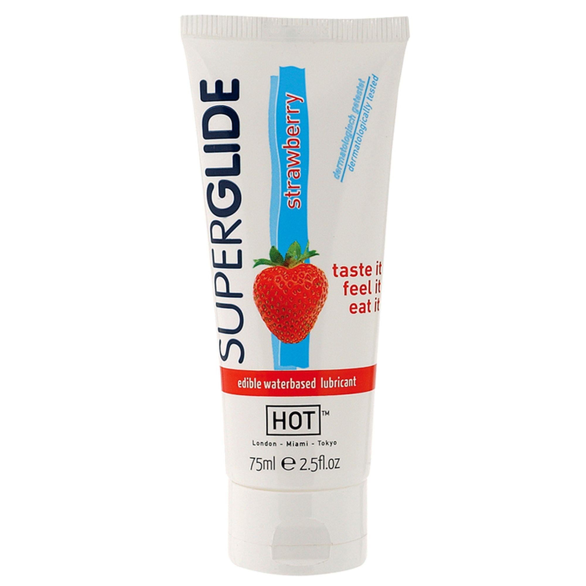 Gel lubrifiant comestibil Hot Superglide cu aromă de căpșuni 75 ml