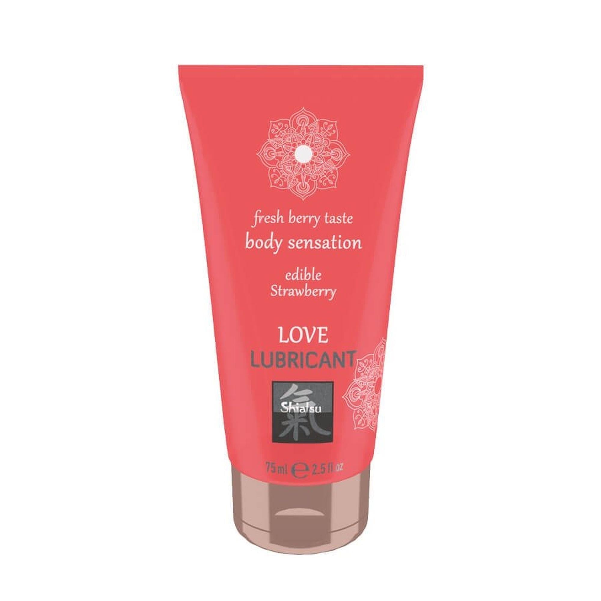 Gel lubrifiant comestibil Shiatsu Love Strawberry, fierbinte