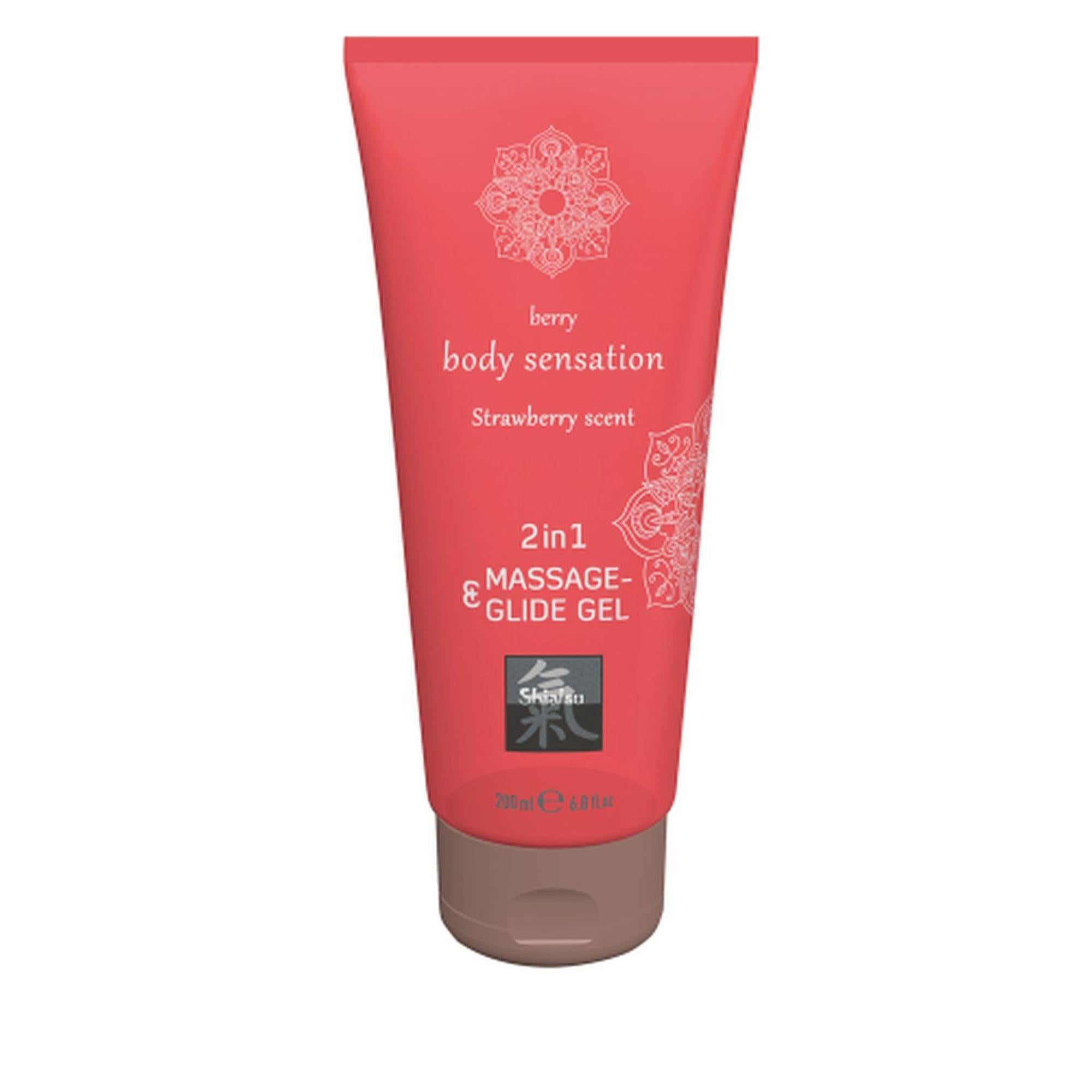Gel de masaj Shiatsu 2 în 1 cu căpșuni calde 200 ml