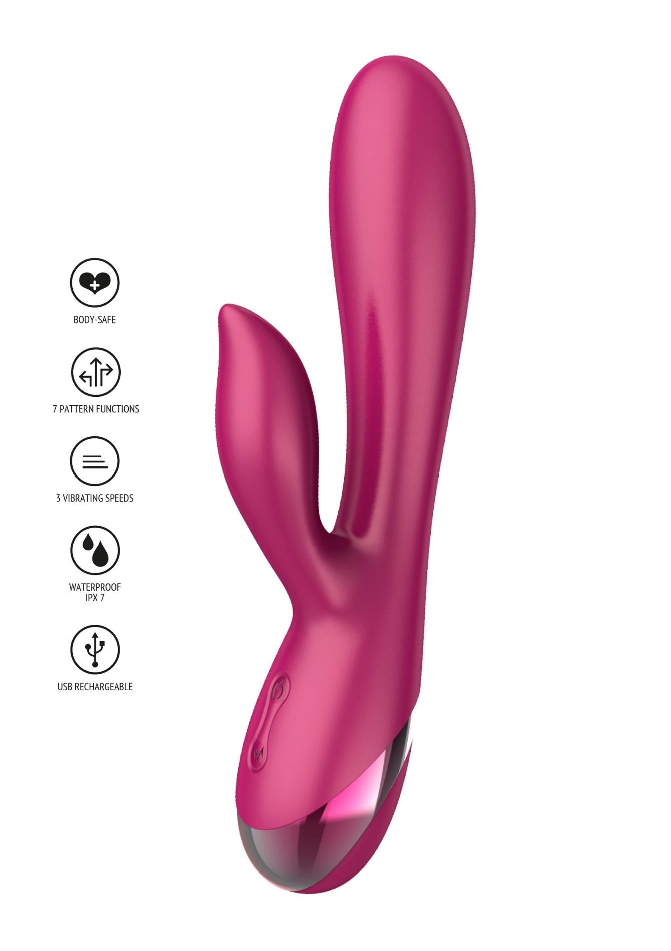 Vibrator Xocoon Endless Love din silicon, model iepuraș, 19 cm, roz