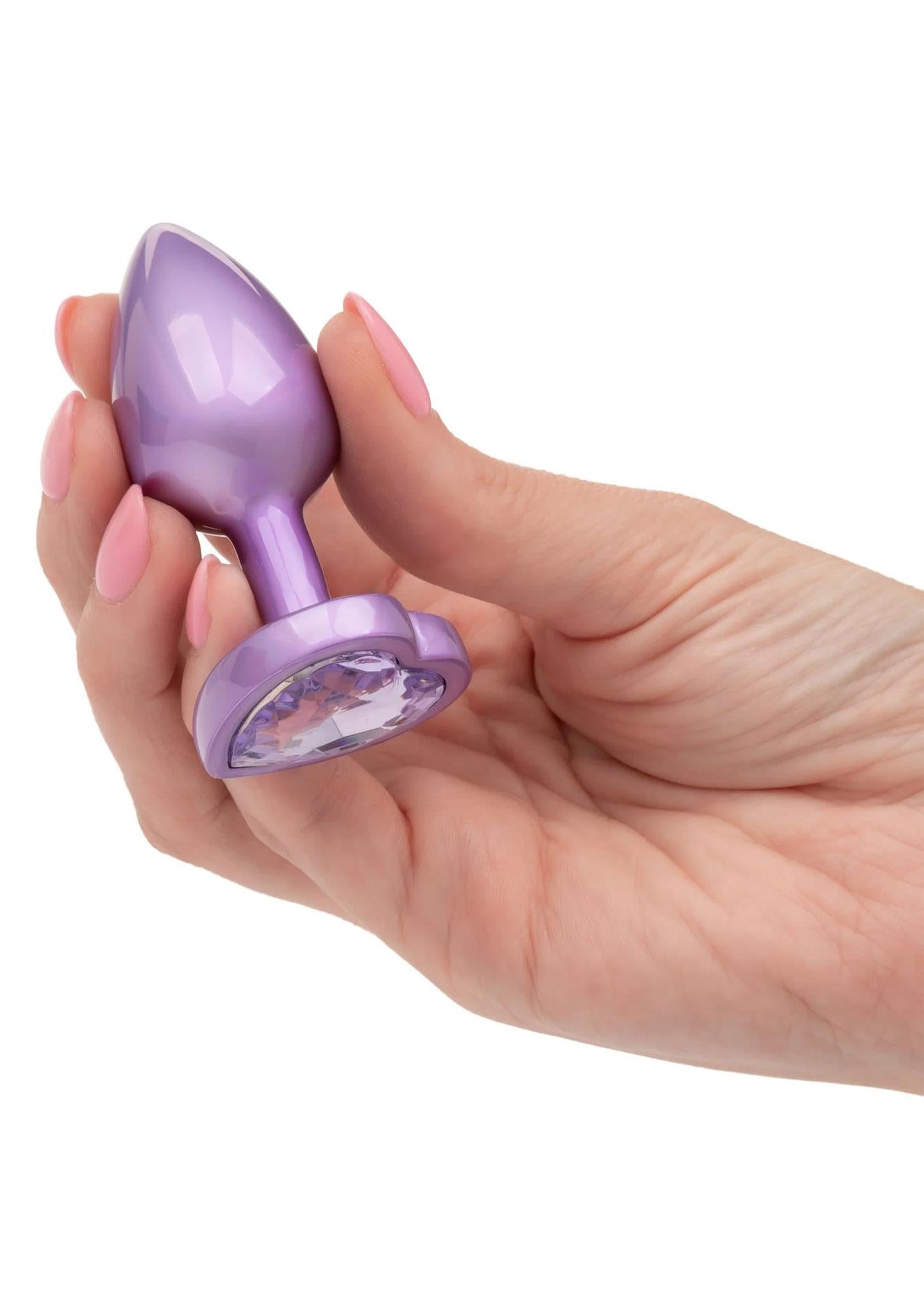 Plug anal mic cu inimă de cristal Calexotics, violet, 6 cm