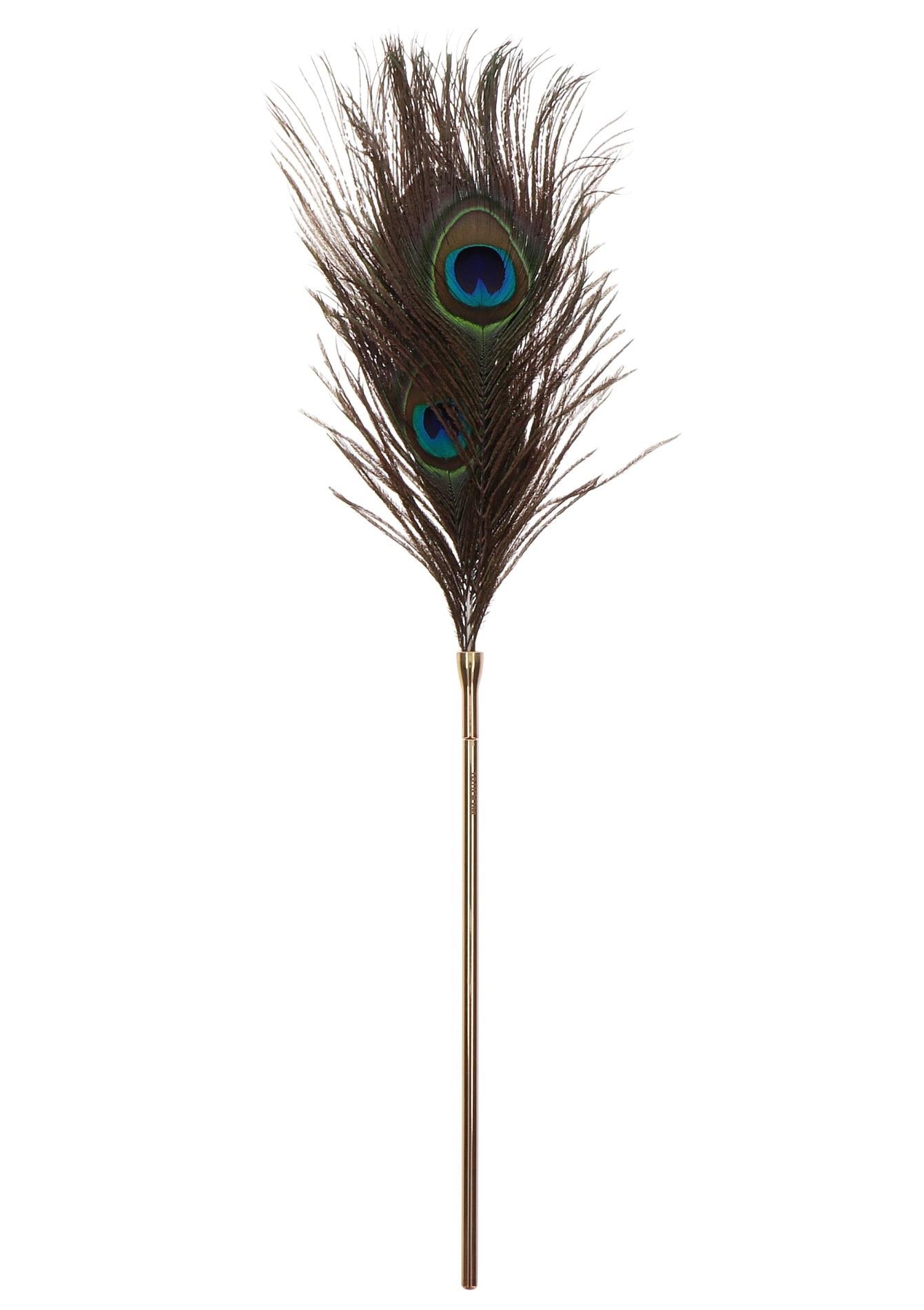 Pană de păun Taboom, auriu-roz, 27 cm