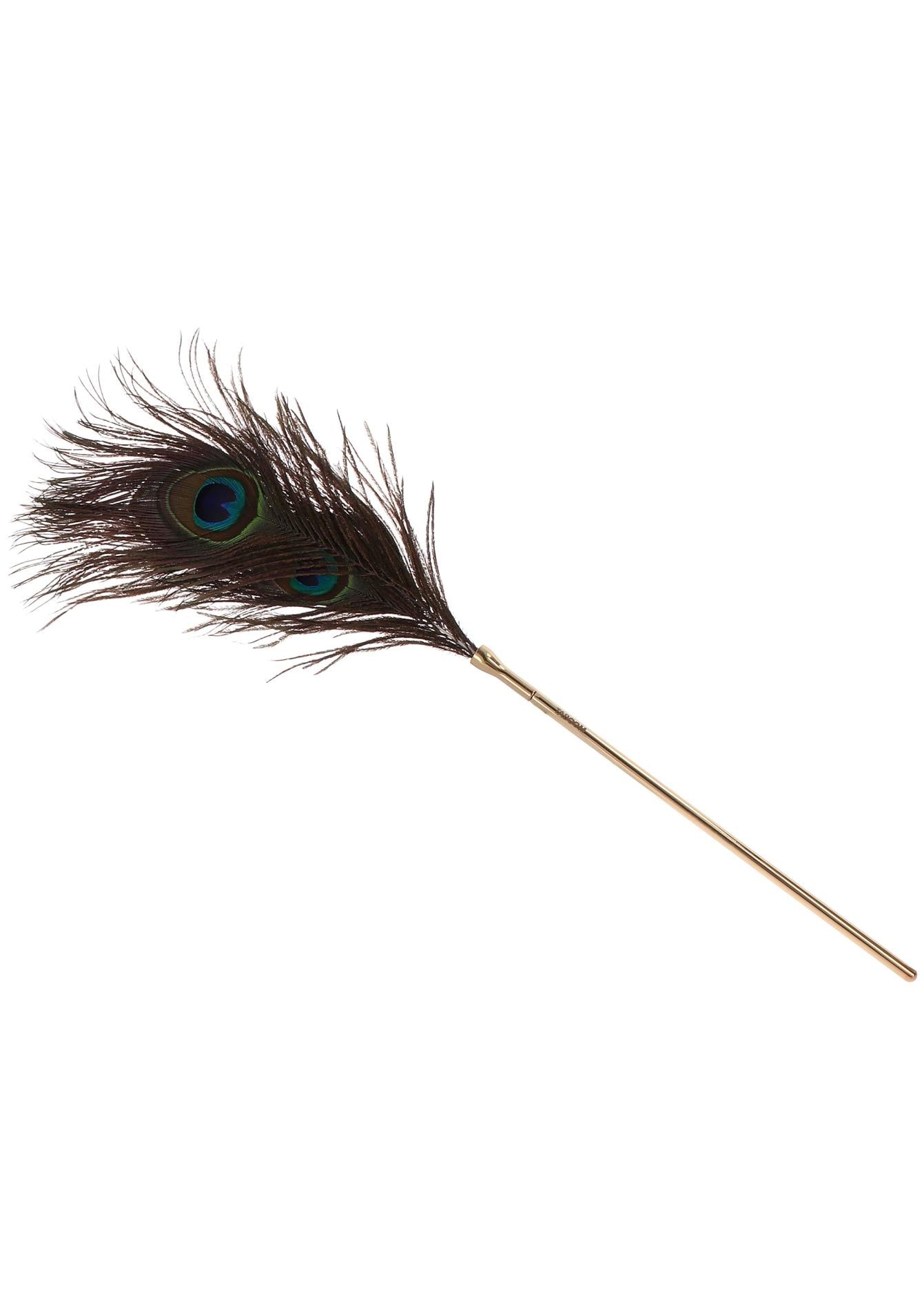 Pană de păun Taboom, auriu-roz, 27 cm