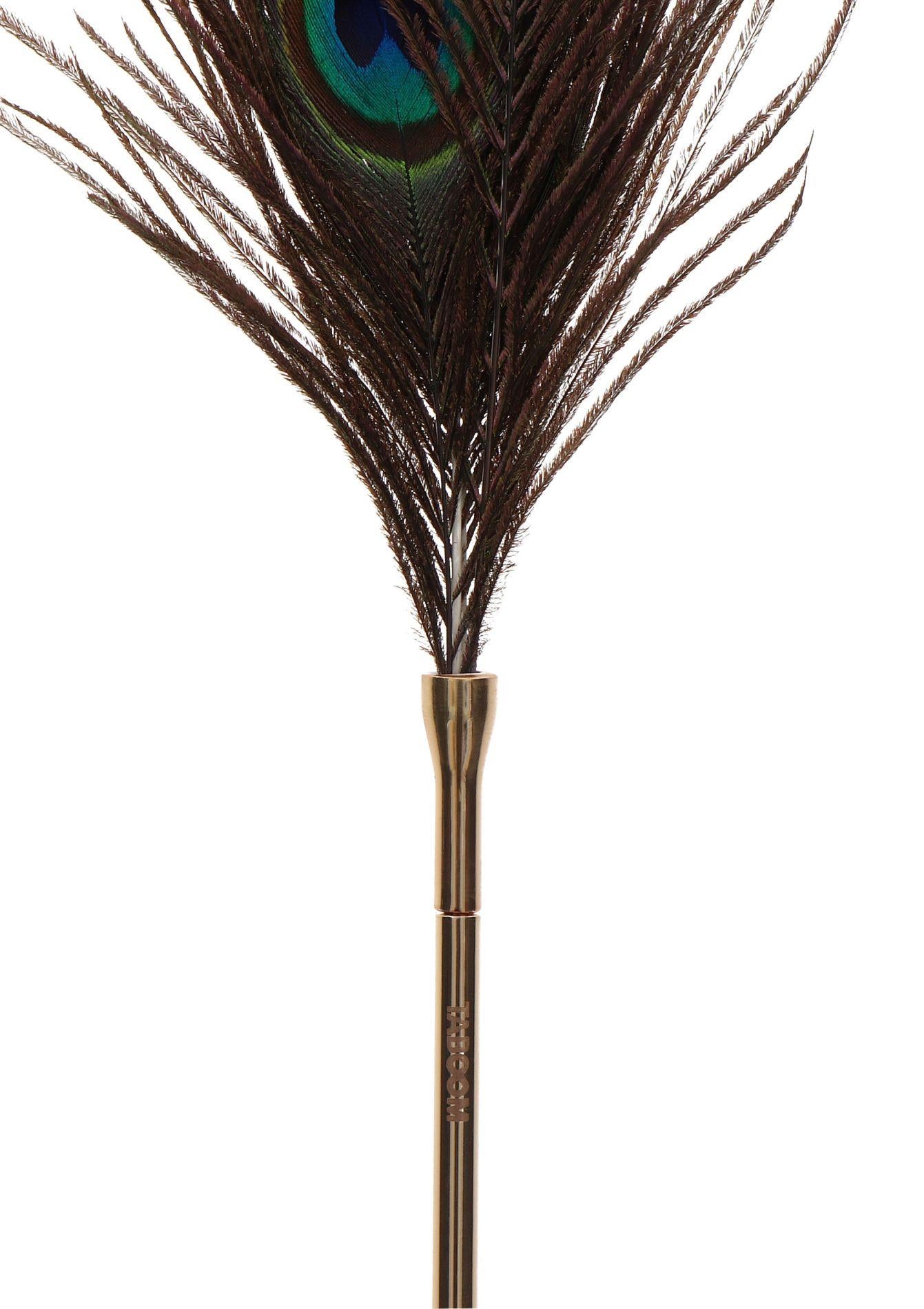 Pană de păun Taboom, auriu-roz, 27 cm