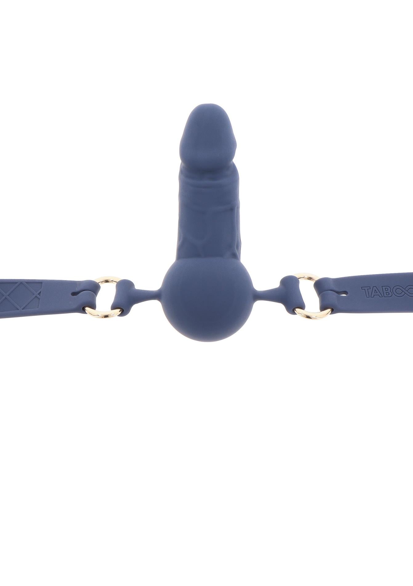 Taboom gag din silicon cu penis albastru 60 cm