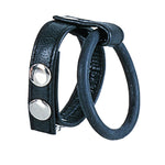 Dilatator testicular mare din piele Calexotics, negru, 6 cm