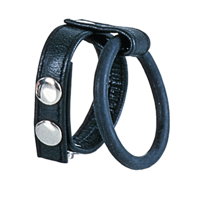 Dilatator testicular mare din piele Calexotics, negru, 6 cm