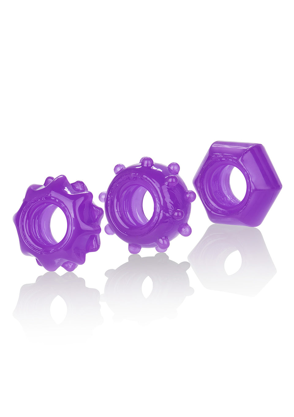 Set de inele pentru penis Calexotics cu 3 inele, violet