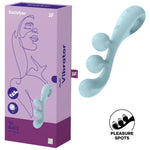 Stimulator USB Satisfyer Tri Ball 2 din silicon albastru deschis