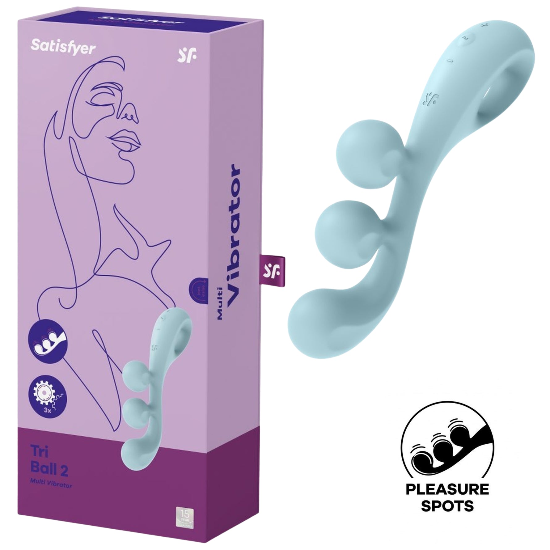 Stimulator USB Satisfyer Tri Ball 2 din silicon albastru deschis