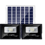 Set 2 proiectoare LED SMD 30W cu incarcare solara Flippy, panou solar, cu telecomanda, suport prindere, material ABS,