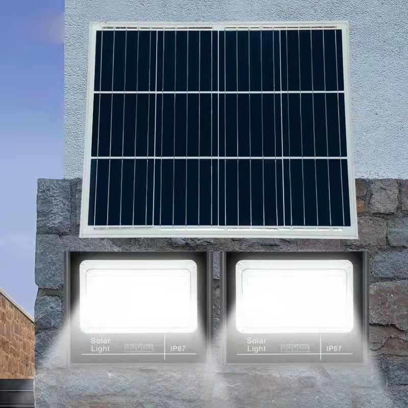 Set 2 proiectoare LED SMD 30W cu incarcare solara Flippy, panou solar, cu telecomanda, suport prindere, material ABS,