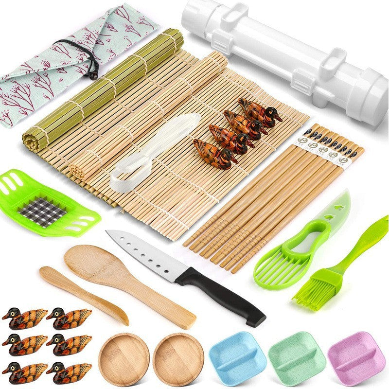 Set Ustensile pentru Sushi, Flippy, Set din 31 Accesorii pentru Sushi, Set pentru Sushi HOME MADE, Cutit Inclus, Forme,
