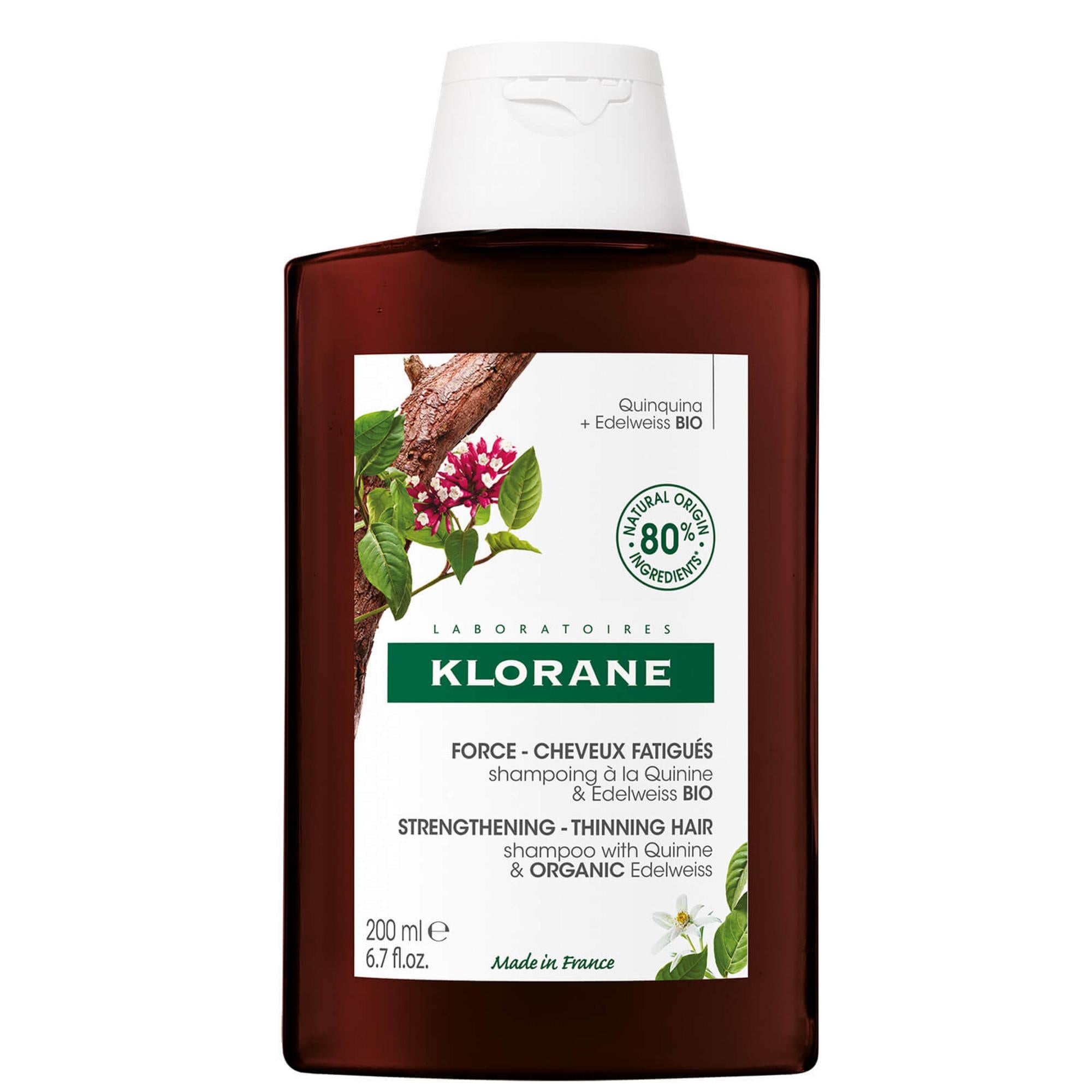 Klorane, Klorane, Quinine & Edelweiss, Șampon pentru tratamentul părului, Pentru întărire, Pentru păr subțire, 200 ml