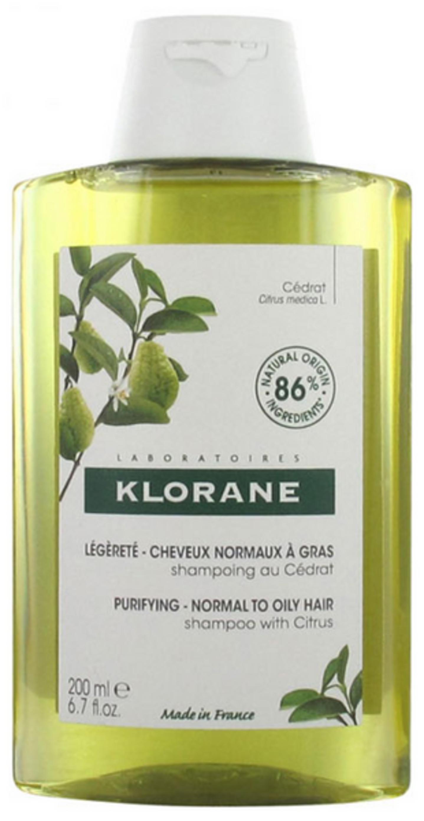 Klorane, Citrus, Fără parabeni, Șampon pentru păr, Curățare, 200 ml