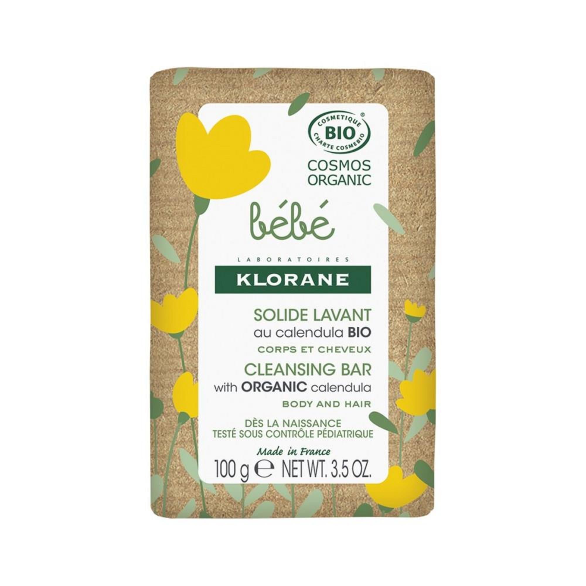 Klorane, Baby, Vegan, Îmbunează, Bucată de săpun, Pentru păr și corp, 100 g