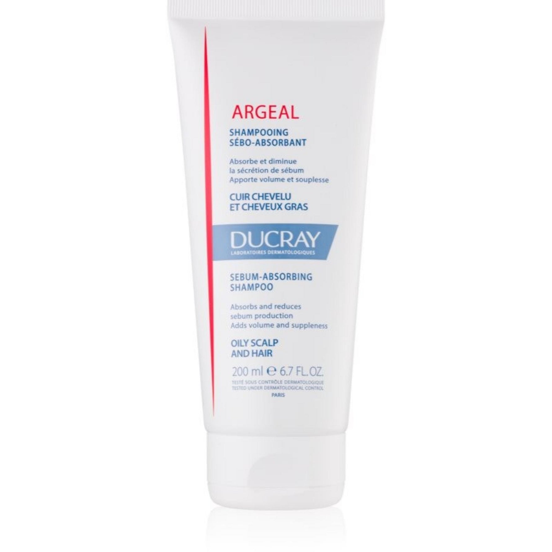 Ducray, Sabal Argeal, Caulin, Șampon pentru tratamentul părului, Purifică, Pentru păr gras, 200 ml
