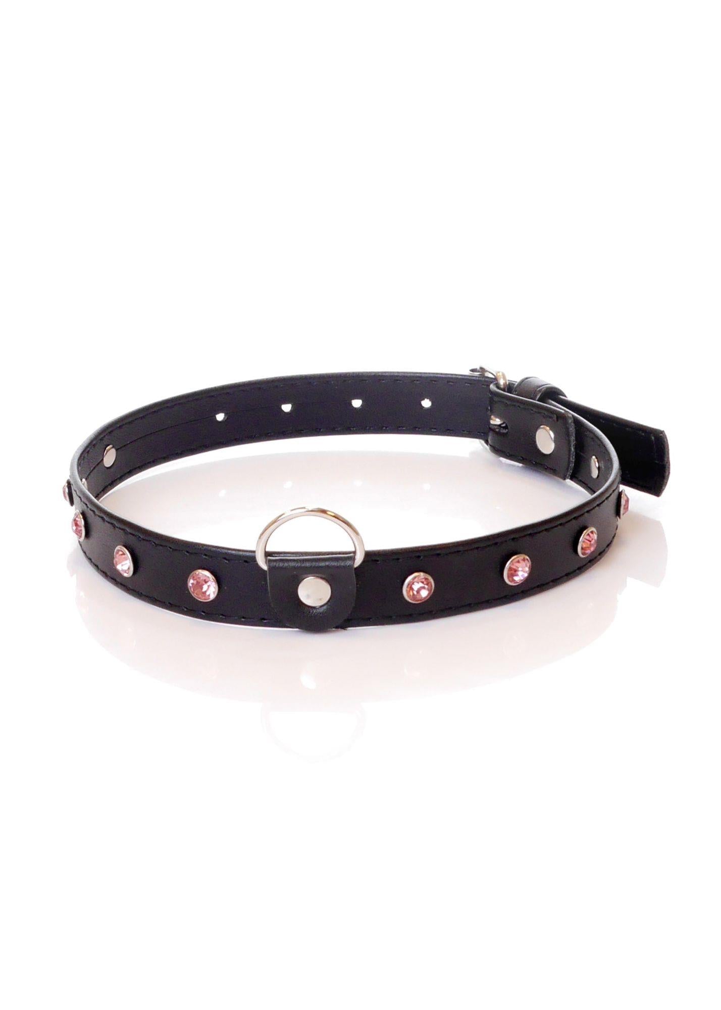 Guler Fetish Seria B cu cristale roz 2 cm