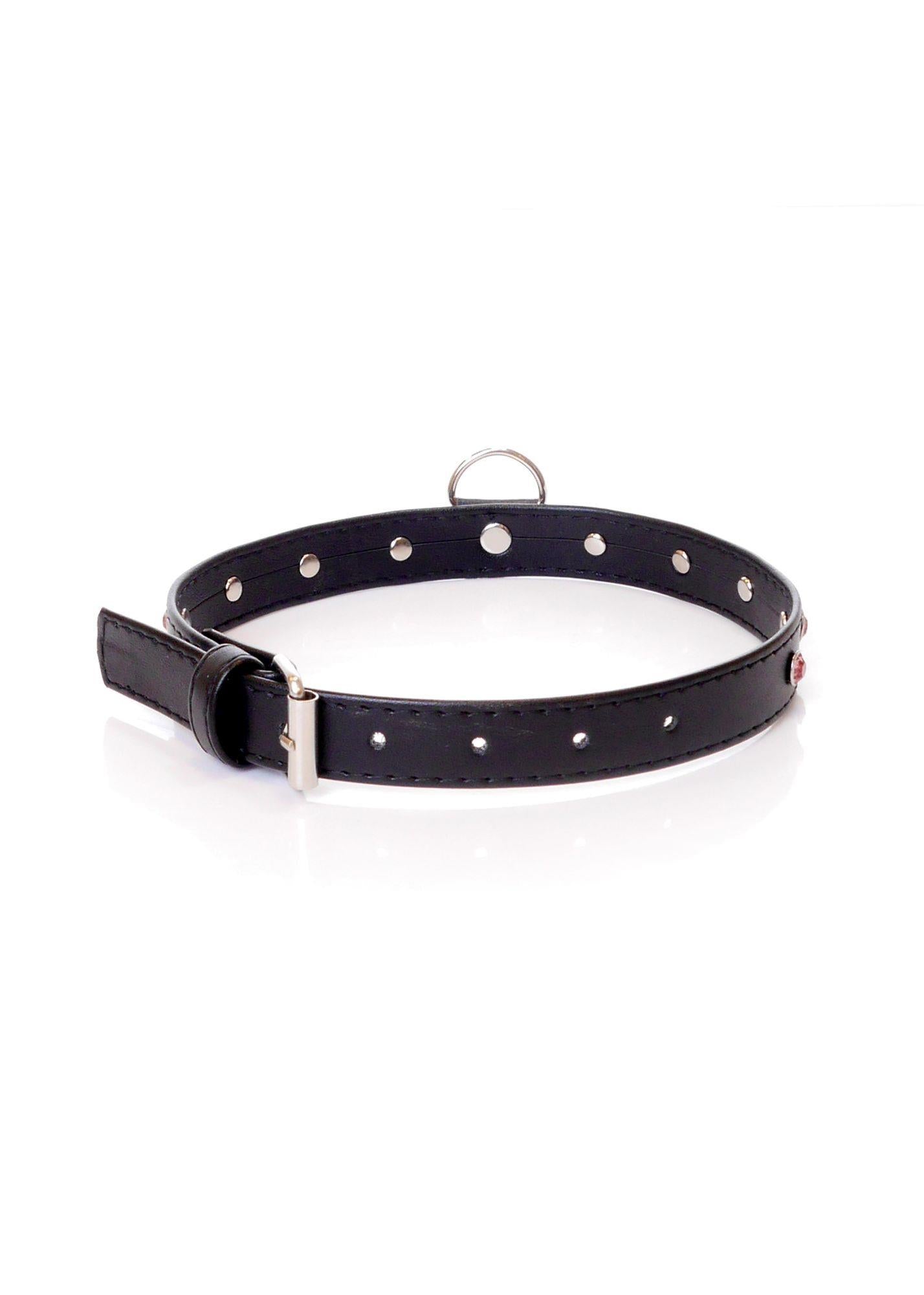 Guler Fetish Seria B cu cristale roz 2 cm