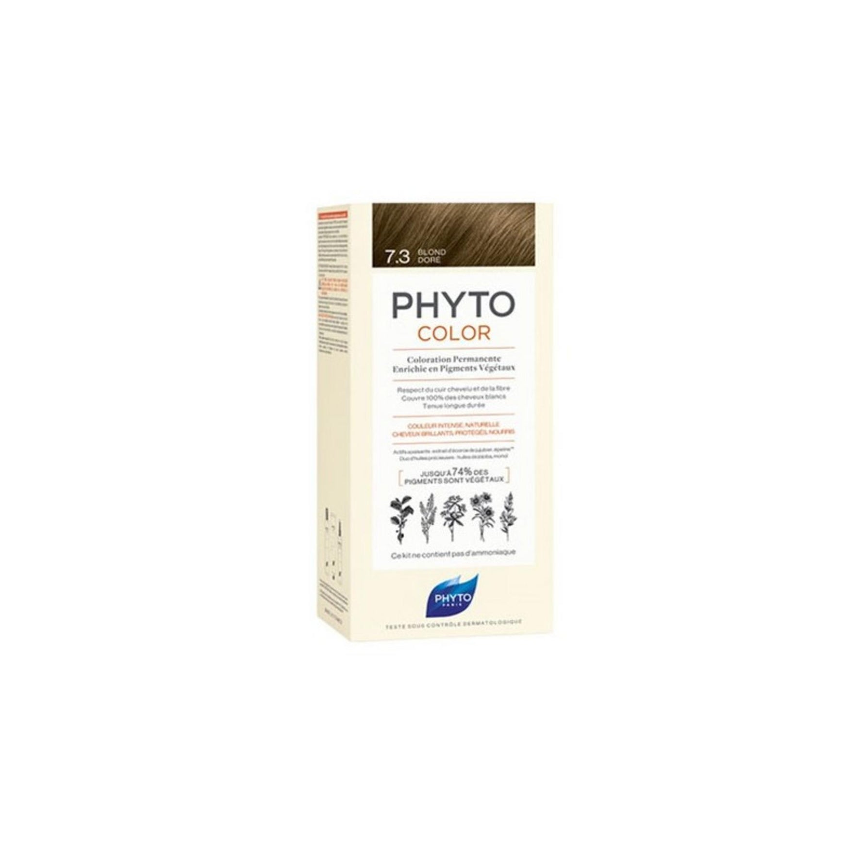 Phyto, Color, Vopsea permanentă de păr, 7.3 Golden BLonde, 100 ml