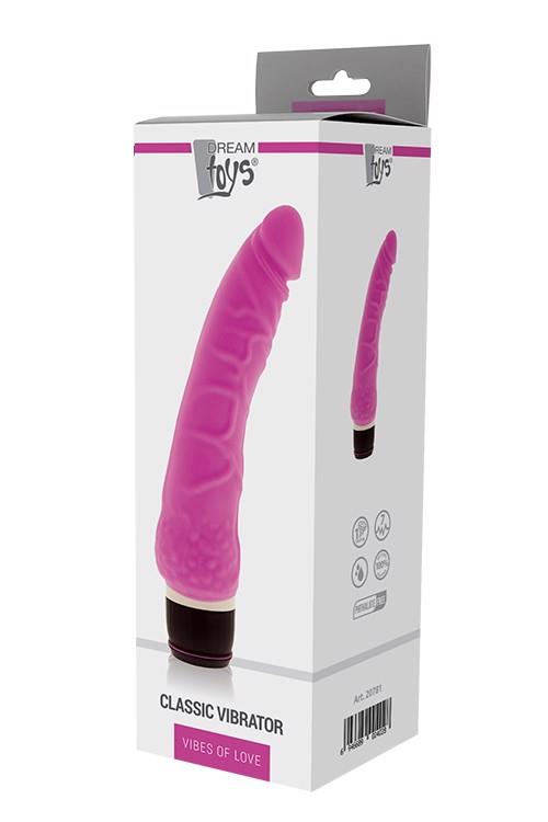 Vibrator realist clasic din silicon Vibes of Love, roz, 18 cm