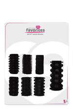 Manșoane pentru penis Dream Toys All Time Favorites, pachet de 7, negru