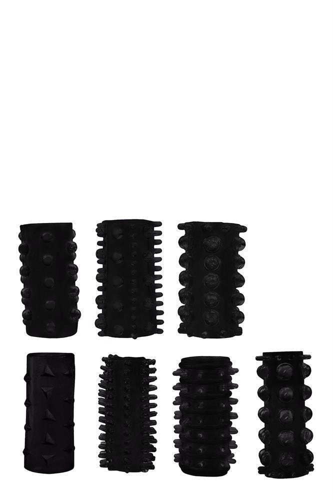 Manșoane pentru penis Dream Toys All Time Favorites, pachet de 7, negru