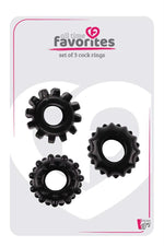 Inele pentru penis TPE Dream Toys, set de 3, negre, All Time Favorites