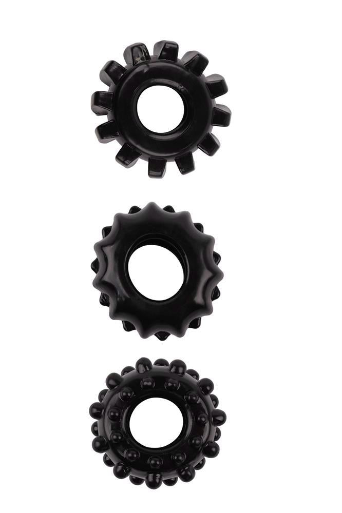 Inele pentru penis TPE Dream Toys, set de 3, negre, All Time Favorites