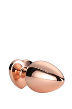 Plug anal Gleaming Love din aluminiu, roz auriu, mediu, 3,4 cm