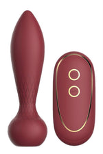 Plug anal vibrant din silicon, culoare vișinie, cu telecomandă USB, Romance Romy