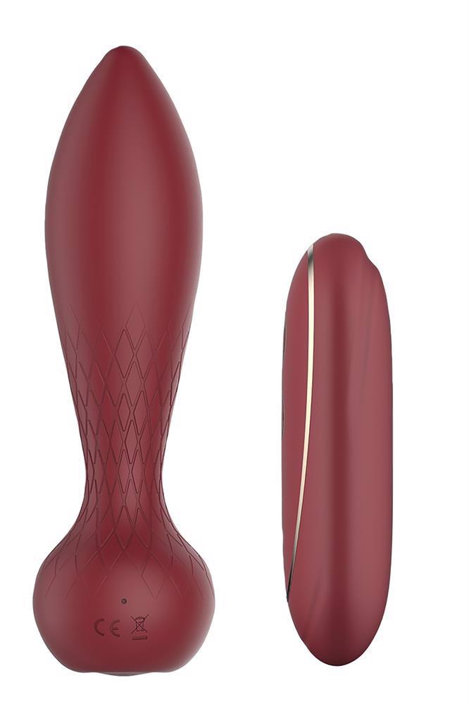 Plug anal vibrant din silicon, culoare vișinie, cu telecomandă USB, Romance Romy