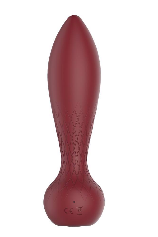 Plug anal vibrant din silicon, culoare vișinie, cu telecomandă USB, Romance Romy