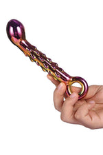 Dildo Dream Toys Glamour din sticlă cu nervuri 18 cm