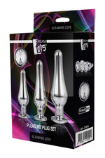 Set de dopuri anale din aluminiu argintiu Gleaming Love cu bijuterie