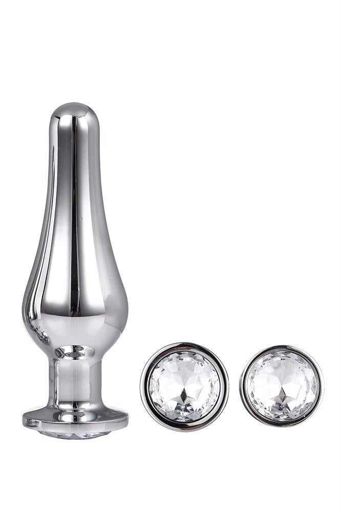 Set de dopuri anale din aluminiu argintiu Gleaming Love cu bijuterie