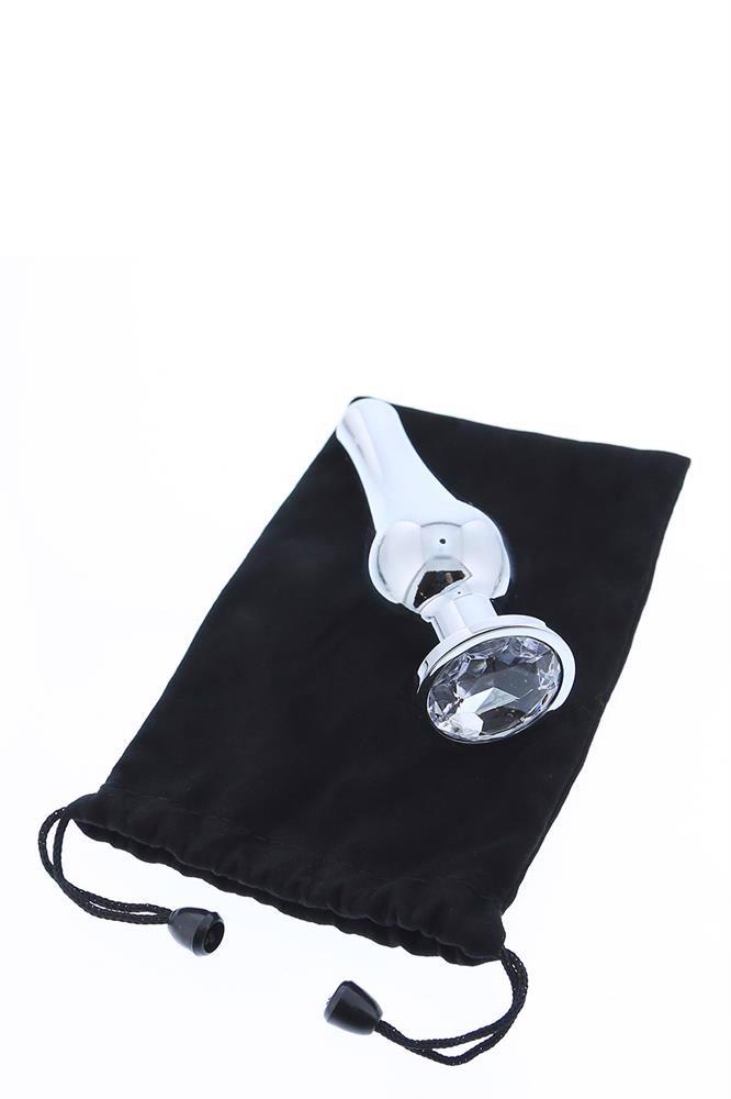 Set de dopuri anale din aluminiu argintiu Gleaming Love cu bijuterie