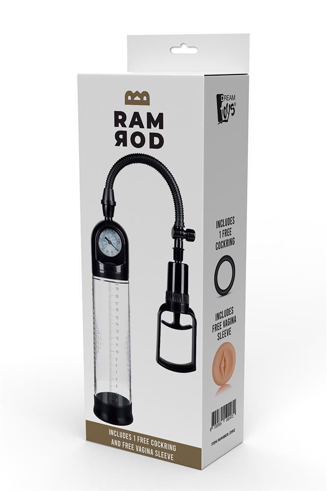 Pompă de penis Ramrod Deluxe Dream Toys cu manometru 20 cm