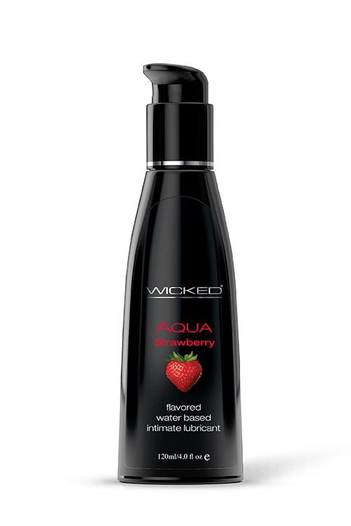 Lubrifiant cu aromă de căpșuni Wicked Aqua 120 ml