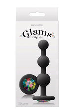 Dop anal din silicon Glams Ripple Rainbow Gem, negru