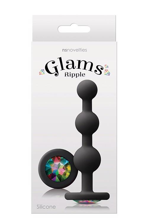 Dop anal din silicon Glams Ripple Rainbow Gem, negru