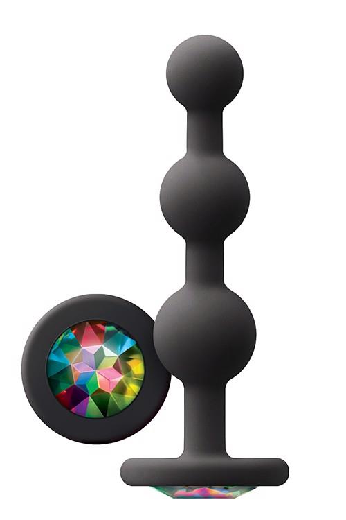 Dop anal din silicon Glams Ripple Rainbow Gem, negru