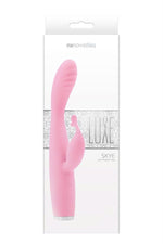 Vibrator USB Luxe Skye din silicon roz, tip iepuraș