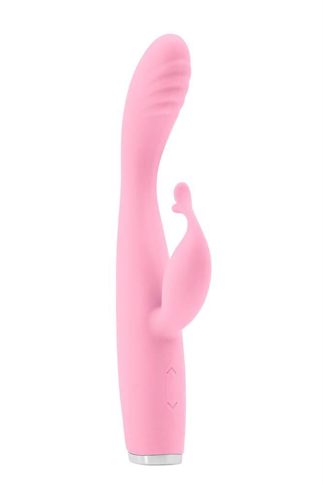 Vibrator USB Luxe Skye din silicon roz, tip iepuraș