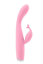 Vibrator USB Luxe Skye din silicon roz, tip iepuraș