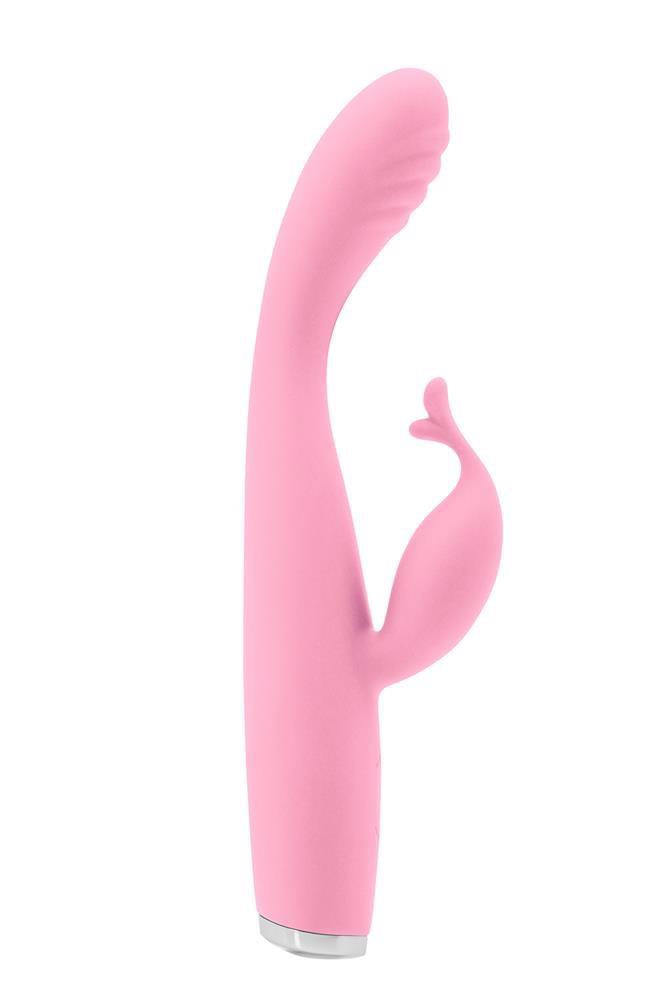 Vibrator USB Luxe Skye din silicon roz, tip iepuraș