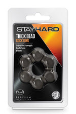 Inel pentru penis Stay Hard gros cu mărgele Blush, negru, TPE